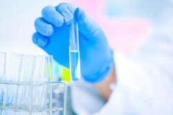 Scientist or researcher holding a test tube in a laboratory Premium Photo